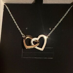 Two-Tone Heart Interlocking Necklace
